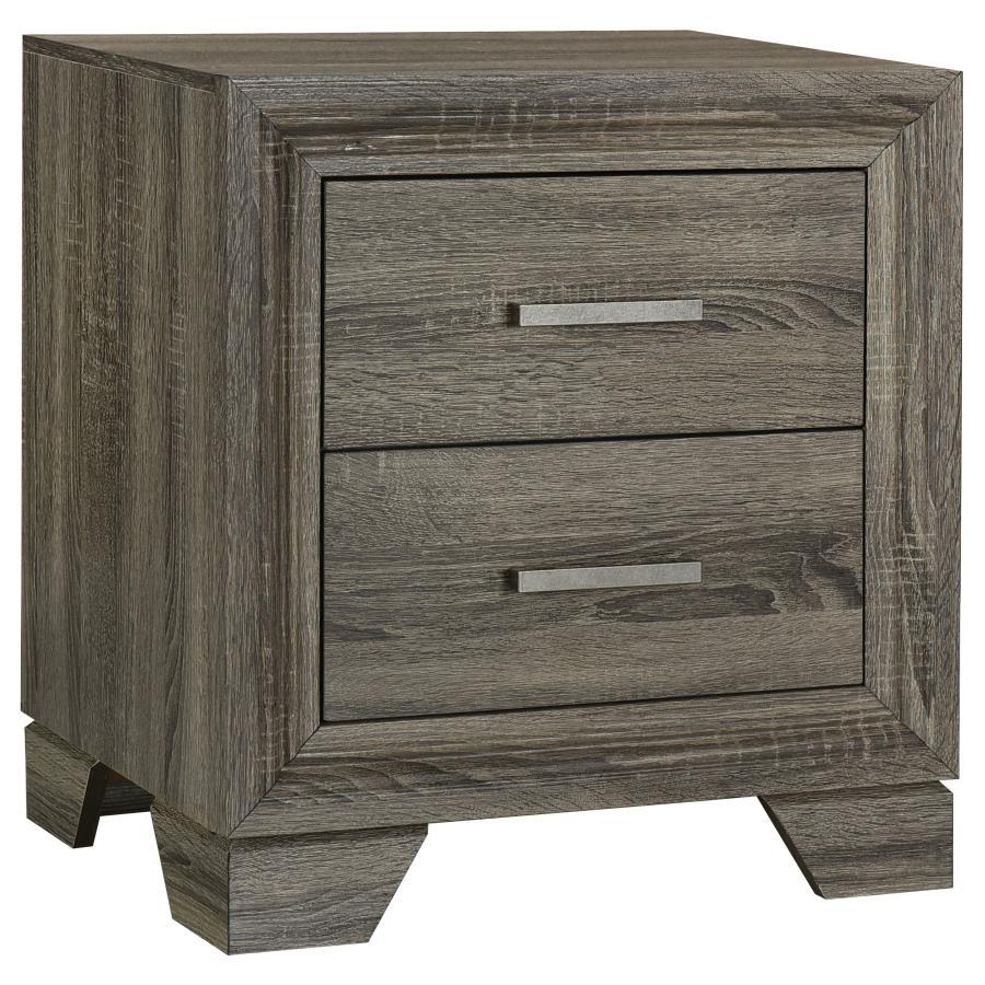 Coaster Furniture Wright 223342 2-Drawer Nightstand Bedside Table - Brown Oak IMAGE 1